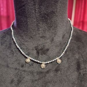 Silver bead necklace 16 inches